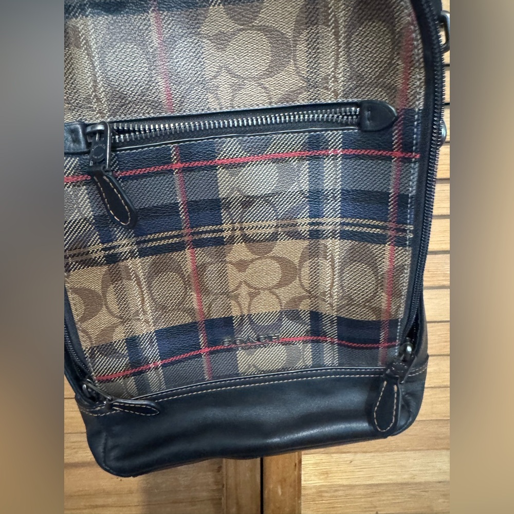 Coach Men's Plaid crossbody Bag - Brown and Black - Picture 2 of 10